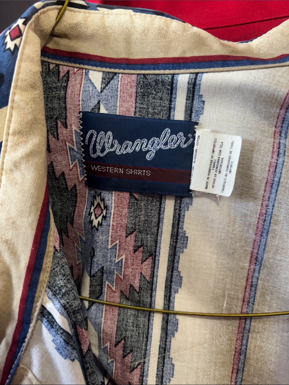 Wrangler Aztec Stripe Western Shirt in Blue, Pink & Cream